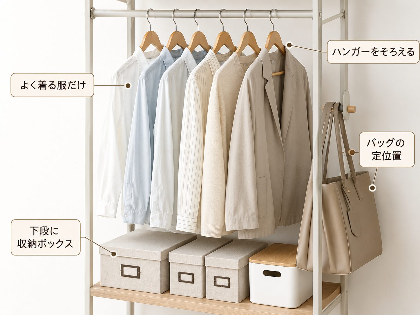 ハンガーラックを見える収納として整えるコツ